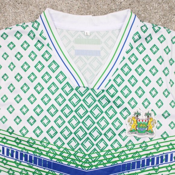 Sierra Leone Jersey Shirt Mens Large White/Green/Blue Football Soccer S/S Kit - Picture 5 of 13